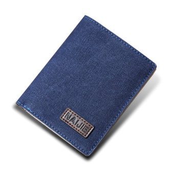 Men short wallet youth trend casual canvas Slim Wallet simplevertical holding money（Blue�x89 - intl
