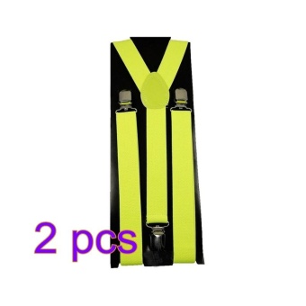 2 PCS Men Womens Clip-on Suspenders Elastic Y-Shape Adjustable Braces Pants Suspender (Yellow) - intl