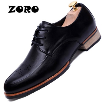 ZORO Brand Oxford Leather Men Shoes Wedding Lace-up Fashion Business Men's Dress Shoes Men Flats Footwear (Black) - intl