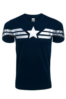 Cosplay Men's Marvel Captain America 2.0 T-Shirt (Navy Blue)