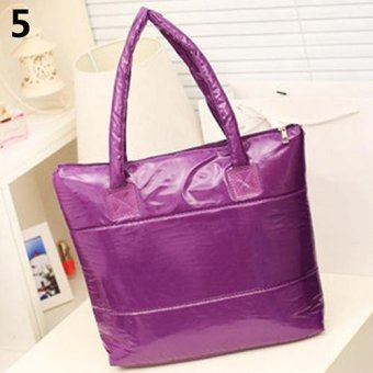 Broadfashion Women Korean Style Space Bale Cotton Tote Casual Shoulder Bag Handbag (Purple) - intl