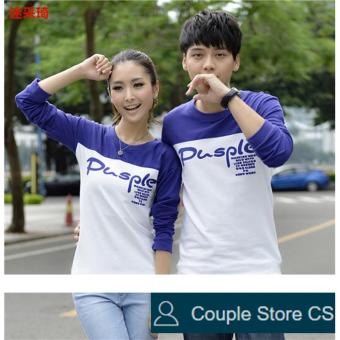 couple store cs - Kaos Pasangan couple pusple lengan panjang - biru