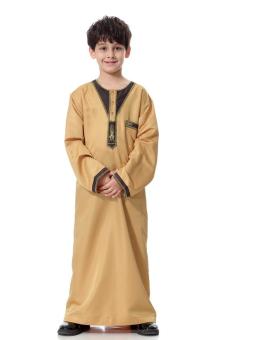 Newest Muslim Boys National Costume Arab T-Shirts Judas Teenagers Robes Style Clothing - Light Yellow - intl