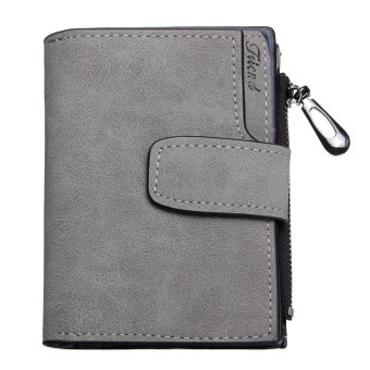 Fashion wanita dompet wanita kulit PU kopling pendek kasus pemegang kartu dompet tas wanita kelabu - International