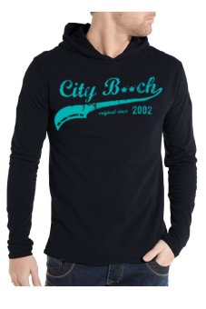 City B**ch Men T-shirt Long Sleeves - Hitam