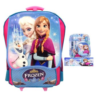BGC Disney Frozen Tas Troley T Anna Elsa Kantung Depan SD Pink Blue + Kotak Pensil dan Alat Tulis Frozen