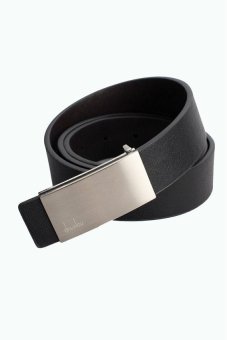 Automatic Buckle Leather Waist Strap Belts - Silver & Black - intl