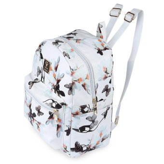 Butterfly Flower Print Pattern Letter Embellishment Backpack Portable Bag - intl