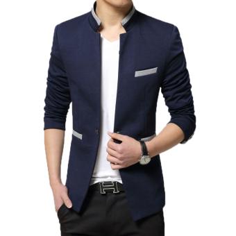 Gallery Fashion - Blazer pria model kerah shanghai dan model kombinasi ( navy blue list silver ) - 117