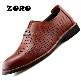 ZORO Men Dress Shoes Top Quality Handsome Comfortable Slip on Men Wedding Shoes (Brown) - intl