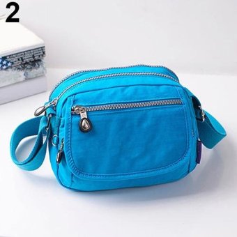 Broadfashion Women Waterproof Solid Zipper Nylon Shoulder Bag Sports Crossbody Messenger Bag (Sky Blue) - intl