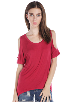 Hotyv European Style Short Sleeve Off Shoulder T-shirt HTS001 Red