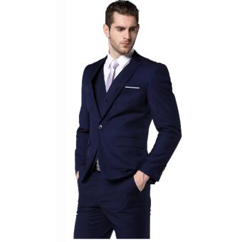 Gallery Fashion - Satu stell jas pria ( jas rompi celana ) warna biru tua list putih keren | elegant - 22