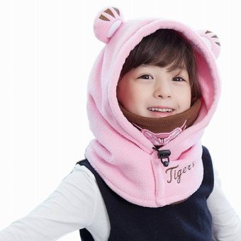 GEMVIE Lovely Children Tiger Design Caps Korean Style Cute Boys Girls Soft Warm Earmuffs Neck Guard Windproof Hat Cap Size S/M (Pink) - intl