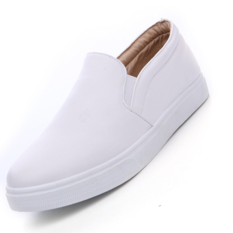 Seanut Men's Casual Slip-On Loafers PU Upper Casual Shoes (White)