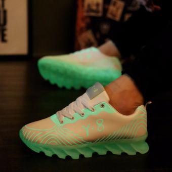 Casual Luminous Glowing Sneakers Sports Men Women Fluorescence Lace Up Shoes White - intl