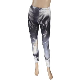 JNTworld Digital Lightning Printed Leggings Pencil Pants Yoga Trousers Casual leggings for Women(Grey) - intl