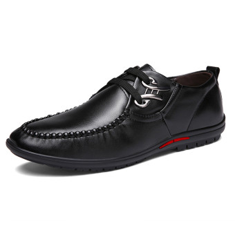 LCFU764 British style men's business leisure men's shoes leather shoes(black) (Intl)
