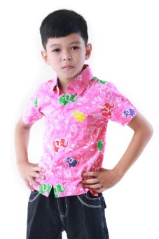 Oktovina-HouseOfBatik Hem Batik Katun Anak - Kids Batik HAKG-2 - Merah muda