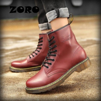 ZORO Men Boots Genuine Leather Ankle Autumn Winter Boots Luxury Designer Dress Boots Waterproof Boots (Red) - intl