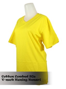 T-shirt Kaos Polos V neck - Kuning Kenari