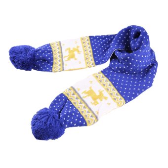 EOZY Unisex Knitted Scarf Lovely Christmas Deer Printed Scarves For Boys And Girls Xmas Gift (Blue)