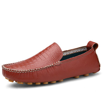 ZHAIZUBULUO Men Casual Slip-On Flats Shoes BXT-20142 Brown - intl