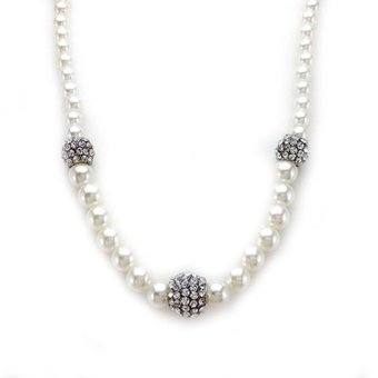 Fashion Kalung Korea Pearl Diamond Cube Tc049 - White