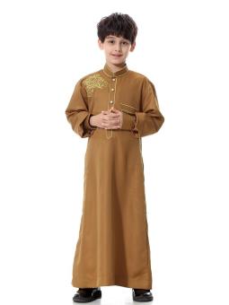 Newest Parent-Child Muslim Young Man National Costume Boys Arab Judas Teenagers Robes Style Clothing - camel - intl