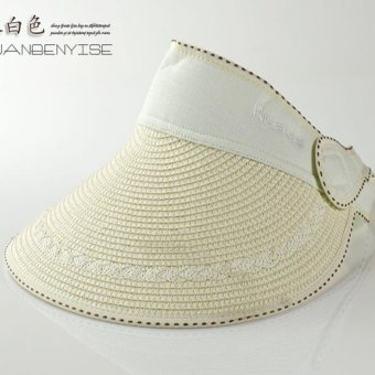 Women summer Straw hat Sun hat Anti-UV Sun Visor hats foldaway cap Beach seaside outdoor hats Beige - intl