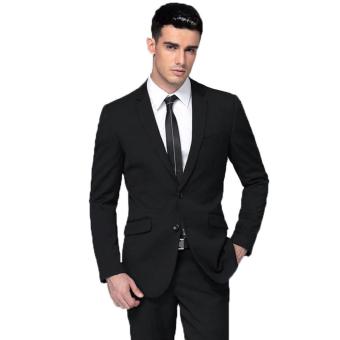 Gallery Fashion - Satu stell jas formal pria warna hitam polos kancing dua / two button , notch lapel - 42