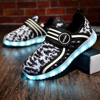 LED Shoes Light Up Children Kids Boys Girls Sports Trainers Luminous Sneakers Black - intl