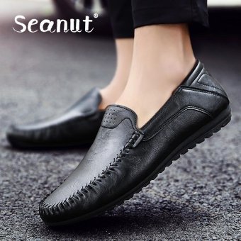 Seanut Men's Fashion Slip-Ons & Loafers Upper Materials Leather (Black) - intl