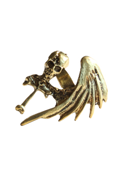 Buytra Skull Wing Cross Adjustable Finger Ring Dark Bronze