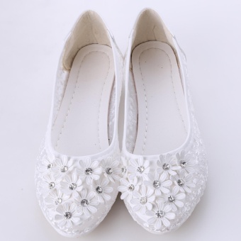 Hanyu New Fashion Summer Sandals Shoes Flat Mesh Sandals with Breathable Shoes Flower Rhinestone Net Shoes - intl