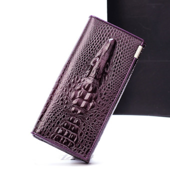Women Wallet Brand Design Genuine Leather Purple Color - intl