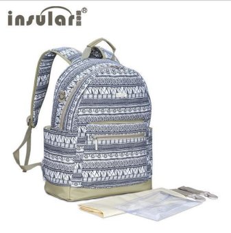 (Ready stock) INSULAR Product details of Bohemia style baby diaper bag backpack cotton canvas mother backpack for baby travel big capacity nappy changing maternity bag - intl