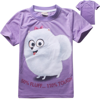 'The Secret Life of Pets 4-12 Years Old Girls'' Cartoon Cotton T-shirt Tops (Color:Purple) - intl'