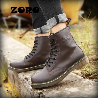ZORO Men Boots Genuine Leather Ankle Autumn Winter Boots Luxury Designer Dress Boots Waterproof Boots (Brown) - intl