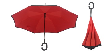 Best CT Unique Inside-Out Umbrella With C-Hook Handle- Red