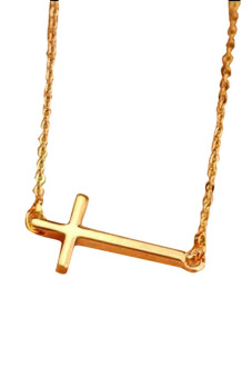 Jetting Buy Sideways Cross Pendant Necklace Gold
