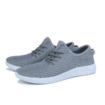 2017 Summer Breathable Mesh Shoes Mens Casual Shoes Mesh Slip On Brand Fashion Summer Shoes Man Soft Comfortable Fashion Sneakers(grey) - intl