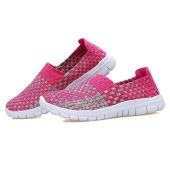 Hand woven shoes Lazy shoes Leg kick women's shoes,Pink - intl