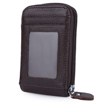 TP Organ Solid Color Leather Zipper Card Wallet For Men Women (Coffee) - intl