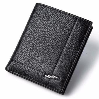 DANJUE Genuine Leather Purse for Men Short Fashion Brand Men Wallet Black - intl