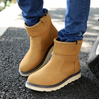 Winter Side zipper Thickened Plush Keep Warm Thickness bottom increase Motion Leisure Men's Shoes,Yellow - intl