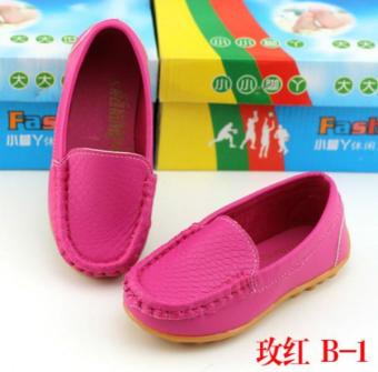 Fashion Boys and Girls Leisure Shoes Beanie Shoes Lovely Solid Princess Soft Bottom Shoes Rose Red - intl