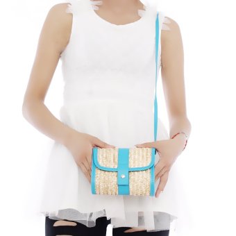 Hanyu Retro Casual Straw Bags Women Seaside Bag Blue - Intl