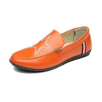 ZUNCLE Men's Doug Casual British Soft Bottom Slip Loafer Shoes(Orange)