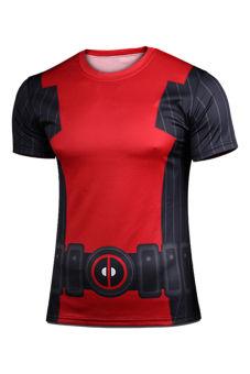 Cosplay Men's X-Men Deadpool T-shirt (Red Black)